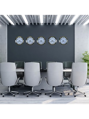 Venüs Shopping Lüks Premium Gold 5’li Metal 36 cm Dünya Duvar Saatleri