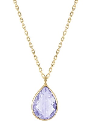 Hakan Mücevherat Damla Mor Renk Taşlı Minimal 14 Ayar Altın Kolye 1 cm