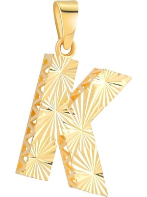 Hakan Mücevherat 3 Boyutlu Kalemli K Harfi Kolye Ucu 14 Ayar Altın