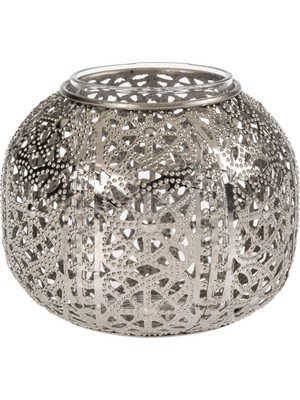 Paşabahçe Ajur Metal Tealight Mumluk S Silver - 1 Adet