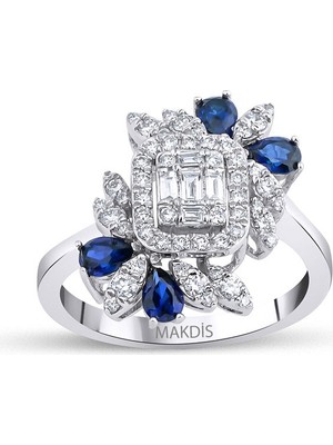 Makdis Pırlanta 1.40 Karat Baget Safir Pırlanta Yüzük