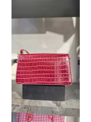 Lovely Store Kroko Desenli 3 Gözlü Günlük Kadın Mini El & Omuz ÇANTASI(24X12)