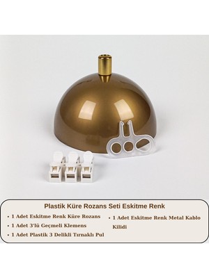 Retro Vitrini Plastik Küre Avize Rozans Seti Eskitme Renk.