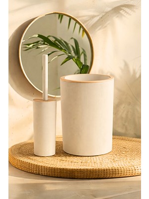 İndecor Houseware Liza 2'li Banyo Seti - Çöp Kovası Wc Fırçası Modern Tasarım - Beyaz