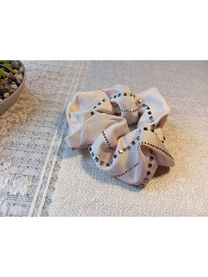 Euro Aksesuar Premium Taş Işlemeli Saten Simit Toka - Topuz Tokası Siyah, Bej, Kahve Seçenekleriyle