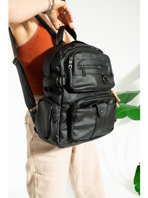 MEGA Çok Bölmeli Yumuşak Deri Kadın Sırt Çantası – Günlük Kullanım Büyük Boy Sırt Çantası