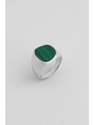So CHIC Green Majesty 18 Ayar Beyaz Altın Kaplama Gümüş Yüzük
