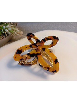 Euro Aksesuar Sedefli Krem Desenli Lüks Metal Kelebek Mandal Toka