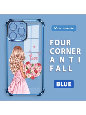 HONTINGA iPhone 14 Pro Max ile Uyumlu Şeffaf Kılıfı Düşüme Önleyici Basitlik Anti Düşme Kamera Korumali Güzel Kız Desen Yumuşak Silikon Telefon Kılıfı Kadın ve Erkek Için Uygundur K3-0194