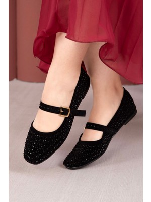 SRC Taş Detaylı Mary Jane Babet Ayakkabı Siyah