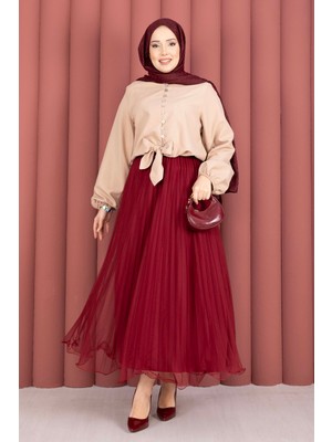 SVS Önden Bağlamalı Etek Üstü Bluz Bej