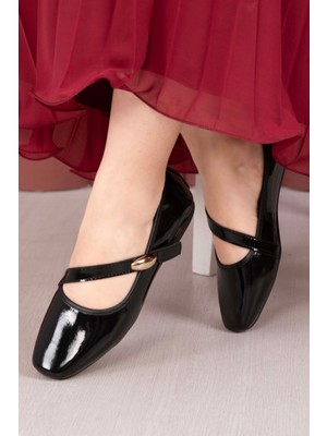 SRC Çapraz Bantlı Mary Jane Babet Ayakkabı Siyah
