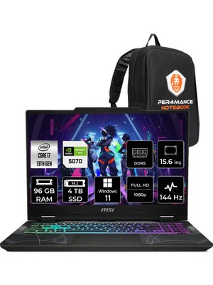 MSI Msı Cyborg 15 Intel Core I7 13620H 96GB 4tb SSD RTX5070/8GB 15.6" Fhd 144Hz W11H Gaming Laptop & Per4 Çanta B13WGKG847XTRP395