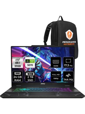 MSI Msı Cyborg 17 Intel Core I7 13620H 24GB 2tb SSD RTX5070/8GB 17.3" Fhd 144Hz Fdos Gaming Laptop & Per4 Çanta B13WGKG251XTRP314