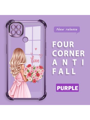 HONTINGA Xiaomi Redmi 9c ile Uyumlu Şeffaf Kılıfı Düşüme Önleyici Basitlik Anti Düşme Kamera Korumali Güzel Kız Desen Yumuşak Silikon Telefon Kılıfı Kadın ve Erkek Için Uygundur K3-0194