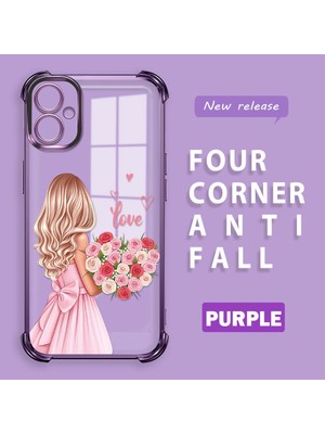 HONTINGA Samsung Galaxy A04E ile Uyumlu Şeffaf Kılıfı Düşüme Önleyici Basitlik Anti Düşme Kamera Korumali Güzel Kız Desen Yumuşak Silikon Telefon Kılıfı Kadın ve Erkek Için Uygundur K3-0194