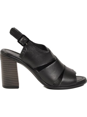 Venüs Siyah Hakiki Deri Kadın Topuklu Sandalet 24381400Y Z
