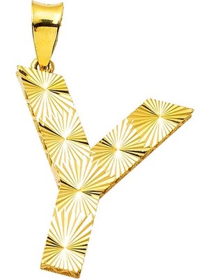 Bilezikci Y Harfi 3 Boyutlu Altın Kolye Ucu