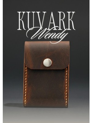 Kuvark Wendy Kutu Kartlık - Dikey Model - Hakiki Dana Derisi - Kahve