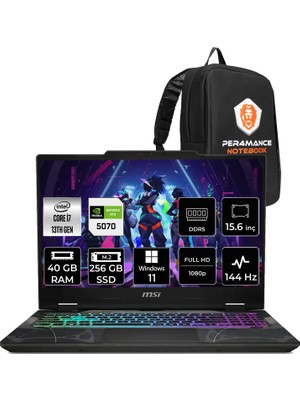 MSI Msı Cyborg 15 Intel Core I7 13620H 40GB 256GB SSD RTX5070/8GB 15.6" Fhd 144Hz W11P Gaming Laptop & Per4 Çanta B13WGKG847XTRP421