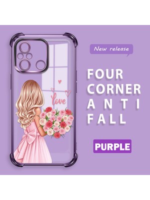 HONTINGA Xiaomi Redmi 12C ile Uyumlu Şeffaf Kılıfı Düşüme Önleyici Basitlik Anti Düşme Kamera Korumali Güzel Kız Desen Yumuşak Silikon Telefon Kılıfı Kadın ve Erkek Için Uygundur K3-0194