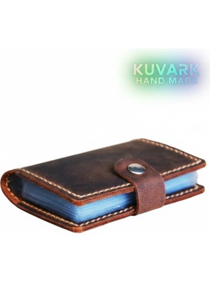 Kuvark 10 Seffaf Bölmeli Premium Kredi Kartlık & Cuzdan %100 Hakiki Deri El Yapimi