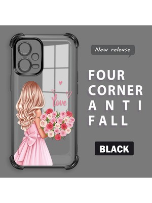 HONTINGA Xiaomi Poco X5 5g ile Uyumlu Şeffaf Kılıfı Düşüme Önleyici Basitlik Anti Düşme Kamera Korumali Güzel Kız Desen Yumuşak Silikon Telefon Kılıfı Kadın ve Erkek Için Uygundur K3-0194