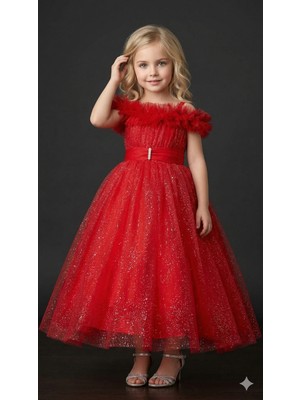 Ayyılmaz Ay Yılmaz Kız Çocuk Tarlatanlı Prenses Model Gelinlik Abiye Elbise Kolu Askılı