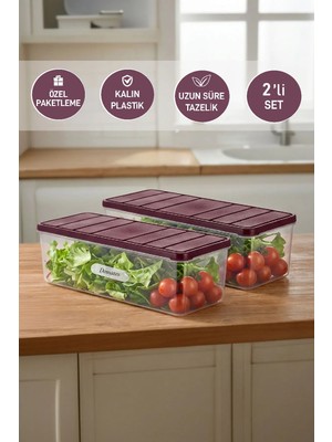 Selka Home 2 Adet 2 Lt. Nora Organizer Buzdolabı Buzluk Düzenleyici Saklama Kabı