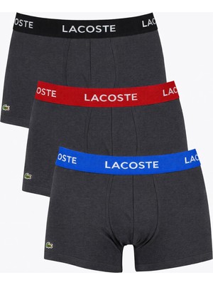 Lacoste Motion Microfiber Erkek 3lü Logolu Boxer Antrasit