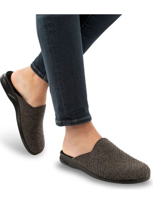 Muya , 31804-ARVEN , Üstü Keçe Kahve Kışlık Ev Terliği