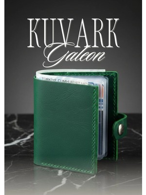 Kuvark Galeon Çok Bölmeli Şeffaf Gözlü Deri Erkek Cüzdan - Kartvizitlik | Yeşil