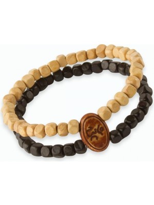 Pileli Store Oval Bambu Ahşap Bileklik 6 mm