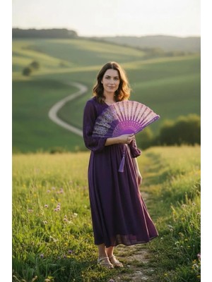 Yelpaze Dünyası Şık Tasarımlı Serinletici Yelpaze 42 cm Açık 23 cm Kapalı Renkli Anı Kartı