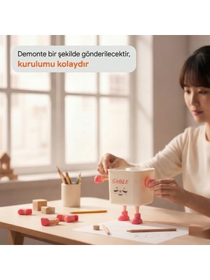 Wowo Karakter Tasarımlı Mini Masaüstü Çöp Kutusu Kapaklı Sevimli Organizer