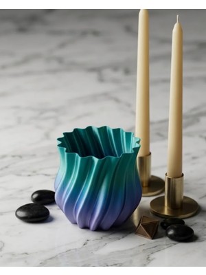 Zenvia 3D Kıvrımlı Vazo Mavi Znv-Tcndym