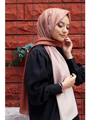 Afvente Degrade Desen Kiremit-Bej Soft Pamuk Şal