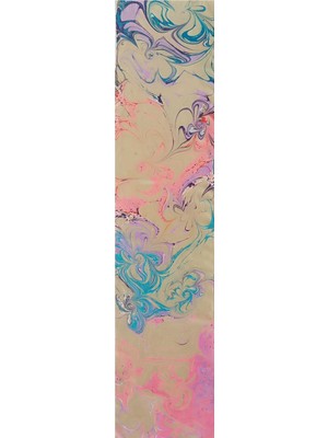 ElifEbru Exclusive Handicrafts Ebru Sanatı El Yapımı Bej Pembe Turkuaz Krep Ipek Kadın Fular Mf 156