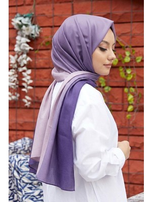 Afvente Degrade Desen Mor-Pudra Soft Pamuk Şal