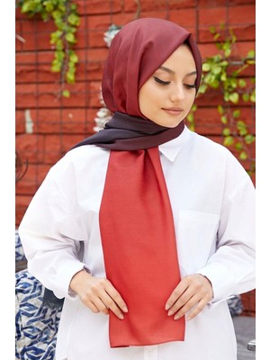 Afvente Degrade Desen Siyah-Bordo Soft Pamuk Şal