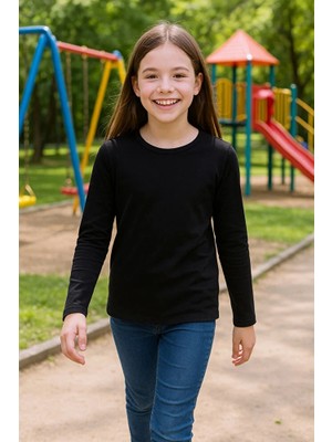 Luminur Çocuk Beyaz Uzun Kollu Badi %100 Pamuklu