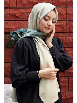 Afvente Degrade Desen Haki-Krem Soft Pamuk Şal