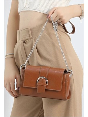 Lovely Store Kadın Deri Görünümlü Toka Detaylı Zincirli Omuz ÇANTASI(23X13)