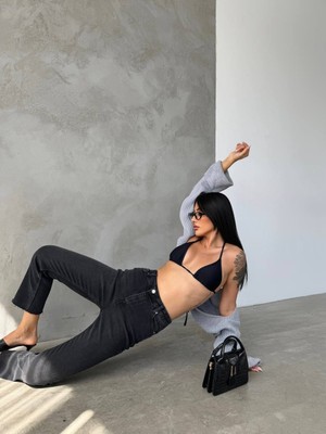 Aida Fashion Kesik Paça Boyfit Jeans