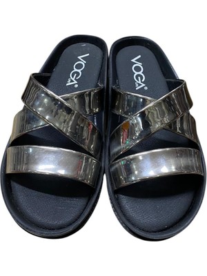 Güven Kundura Kadın Kalın Düztaban Çapraz Rugan Yazlık Terlik