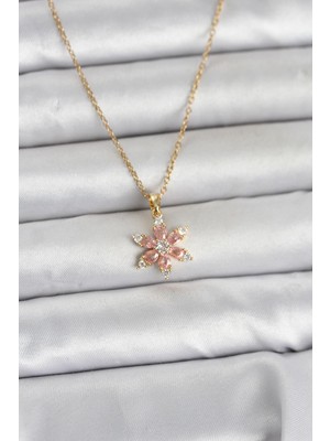 Lowell Home Ieg 316L Çelik Zincir Gold Renk Pembe Lotus Model Kadın Kolye LWLBJ-RSIEG2346