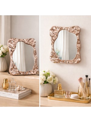 Dyris Dekoratif Masaüstü & Duvar Aynası 19X23 cm – Bakır (Copper) Çerçeve, Modern Tasarım