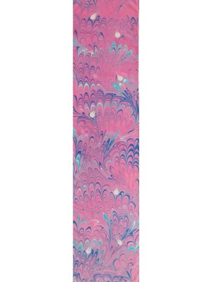 ElifEbru Exclusive Handicrafts Ebru Sanatı El Yapımı Pembe Laciver Beyaz Lale Desenli Krep Ipek Kadın Fular Mf 159