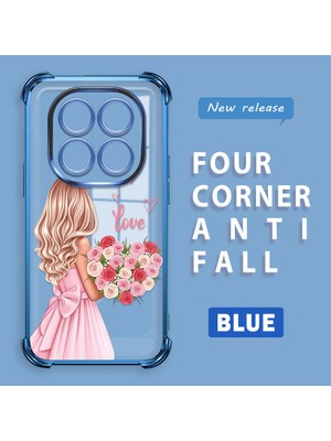 HONTINGA Xiaomi Redmi Note 14 Pro 4g ile Uyumlu Şeffaf Kılıfı Düşüme Önleyici Basitlik Anti Düşme Kamera Korumali Güzel Kız Desen Yumuşak Silikon Telefon Kılıfı Kadın ve Erkek Için Uygundur K3-0194