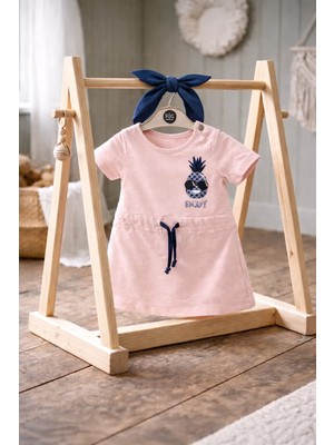 Vitrinmixmini %100 PAMUK KİMYASAL MADDE İÇERMEYEN KIZ ÇOCUK ELBİSESİ-BANDANA HEDİYELİ